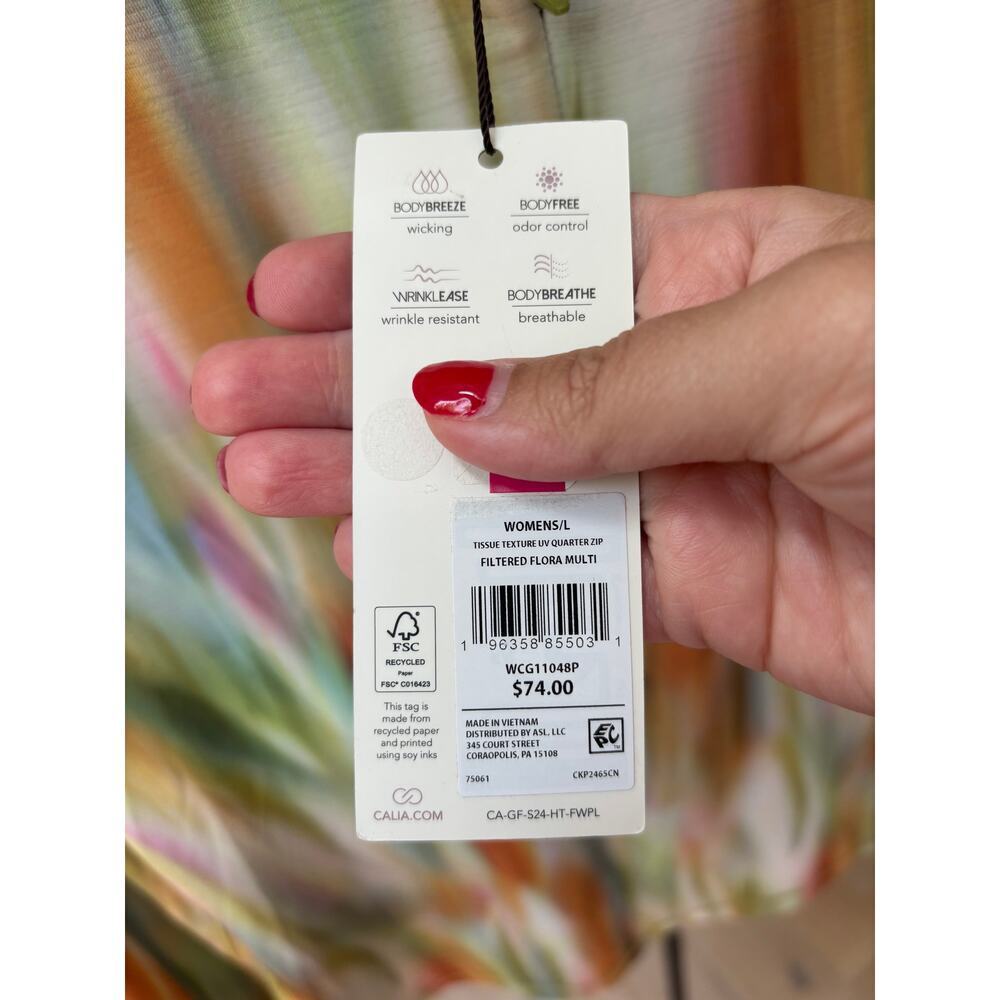 CALIA Women's Filtered Flora Multi Tissue Texture 1/4 Zip Golf Pullover Size L - Picture 5 of 7
